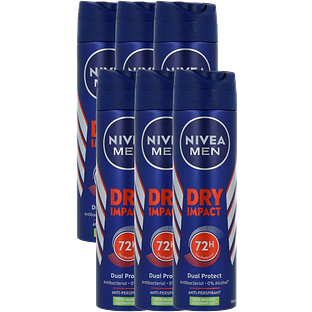 Nivea Men Dry Impact Deodorant Spray Multiverpakking 6x150ML