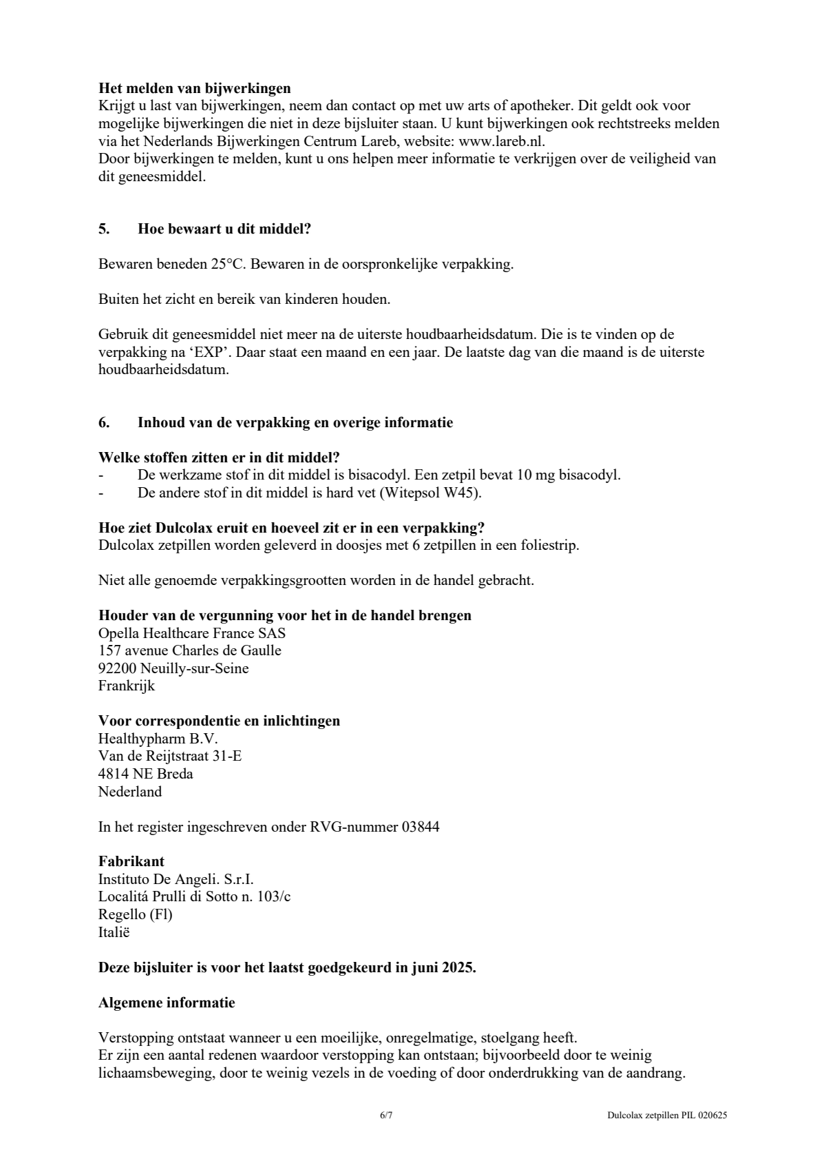 Bisacodyl 10mg Zetpillen afbeelding van document #6, leaflet