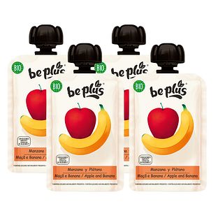 Be Plus Knijpfruit Apple &amp; Banana Multiverpakking 4x100GR
