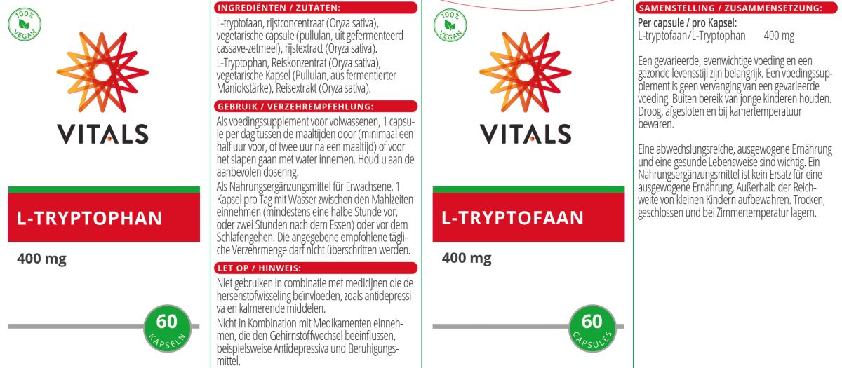L-Tryptofaan Capsules afbeelding van document #1, label