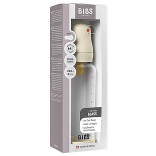 BIBS Glas Latex Medium Flow Babyfles 2+ Maanden Ivory 1ST