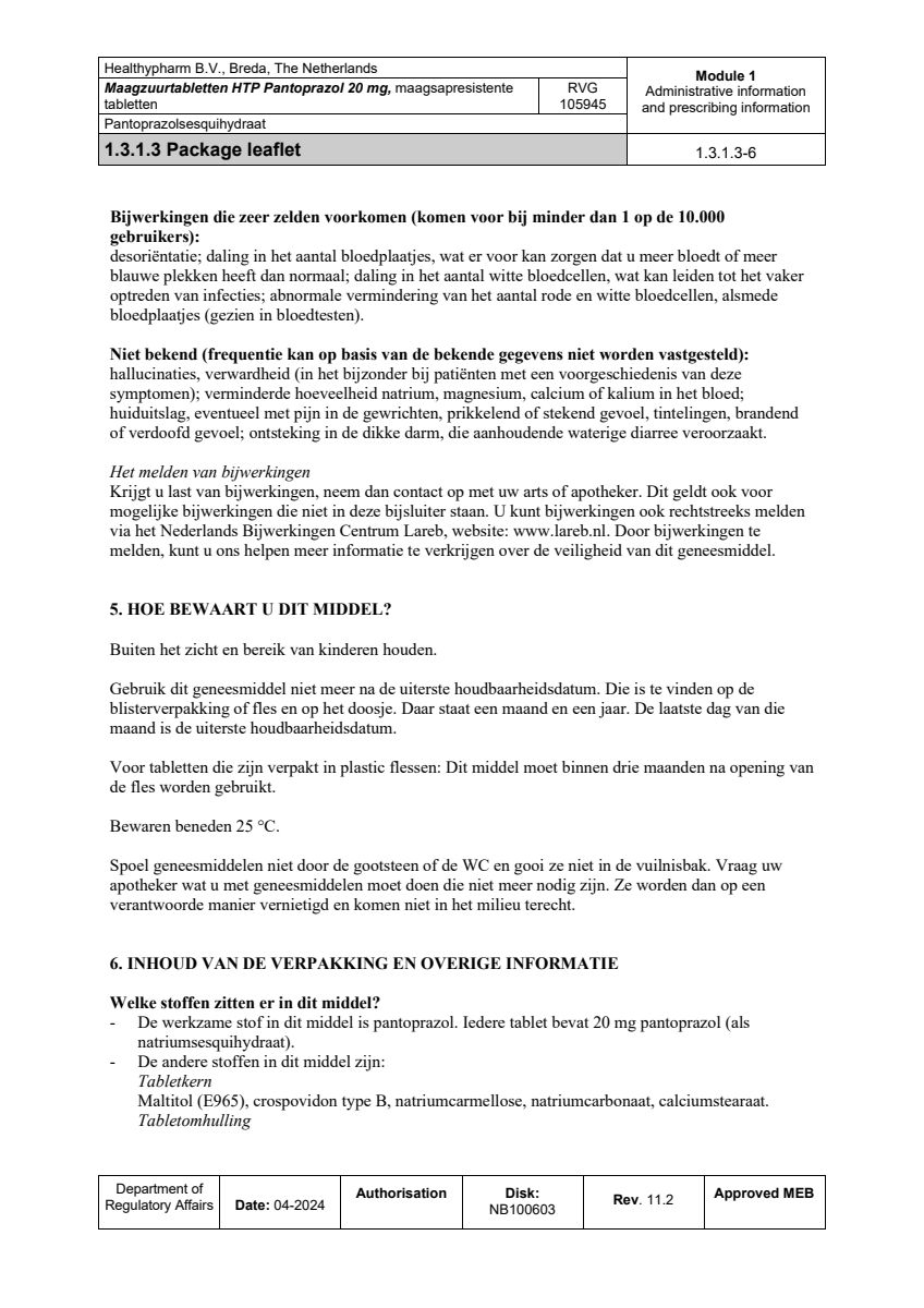 Maagzuurremmer Pantoprazol 20mg Tabletten afbeelding van document #6, leaflet