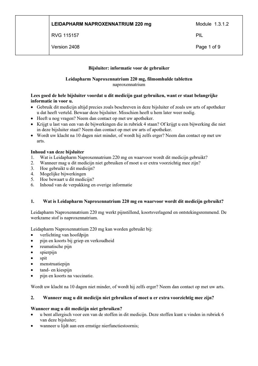 Naproxennatrium 220mg Tabletten afbeelding van document #1, leaflet