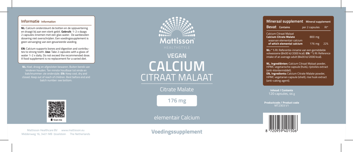 Calcium Citraat Malaat Capsules afbeelding van document #1, label