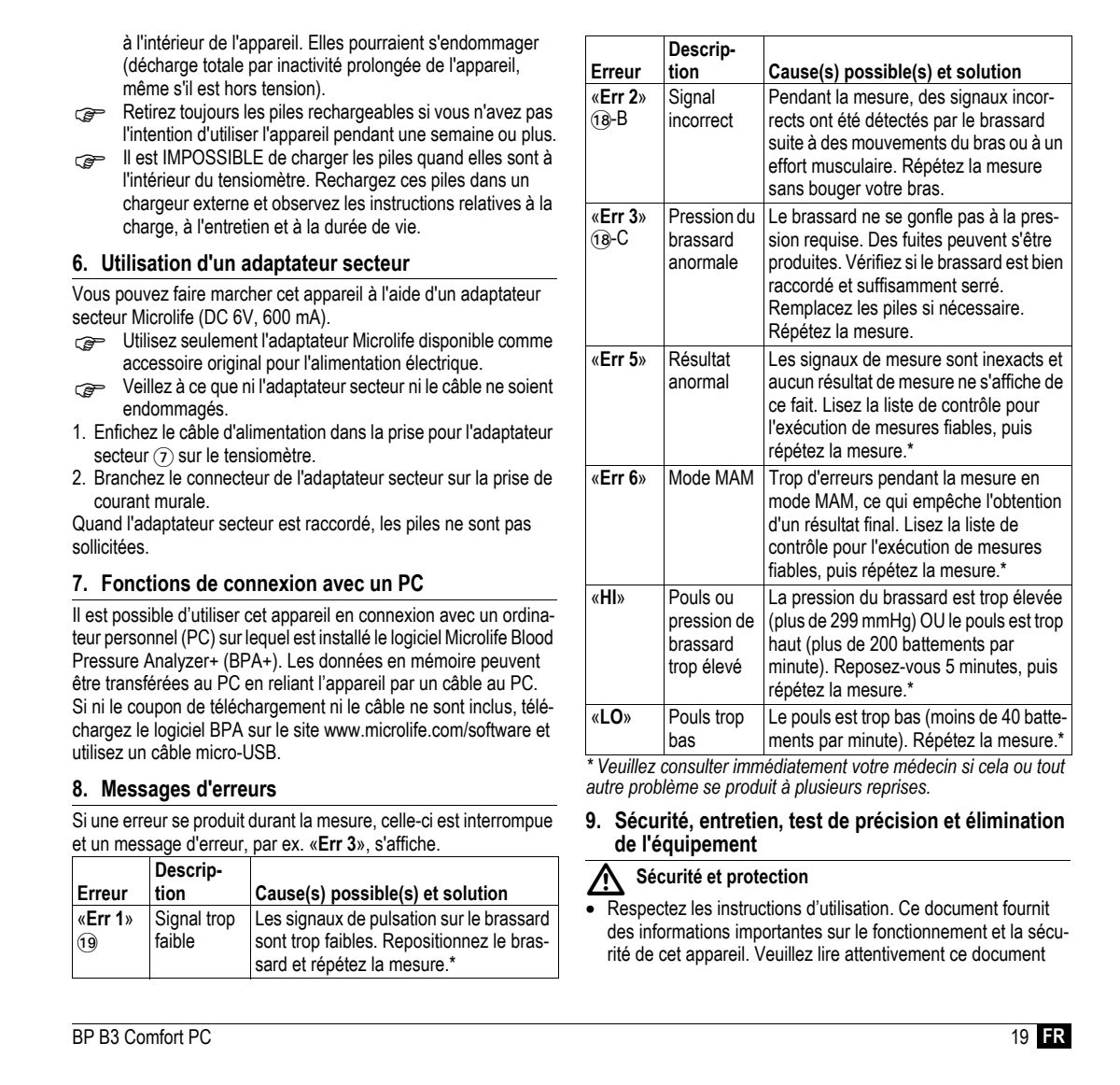 Microlife BP Bloeddrukmeter B3 Comfort PC afbeelding van document #21, instructions
