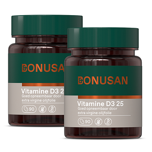 Bonusan Vitamine D3 25 Capsules Duoverpakking 2x90CP