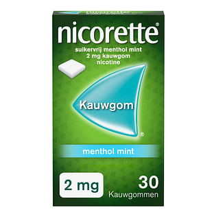 Nicorette Suikervrij Kauwgom 2 mg Menthol Mint 30ST Nicorette Suikervrij Kauwgom 2 mg Menthol Mint 30ST