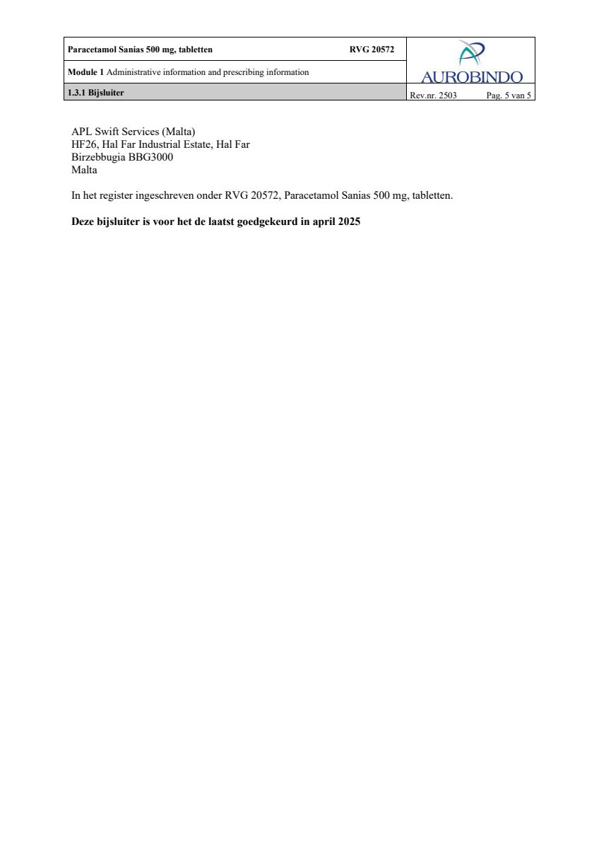 Paracetamol 500mg Tabletten afbeelding van document #5, leaflet