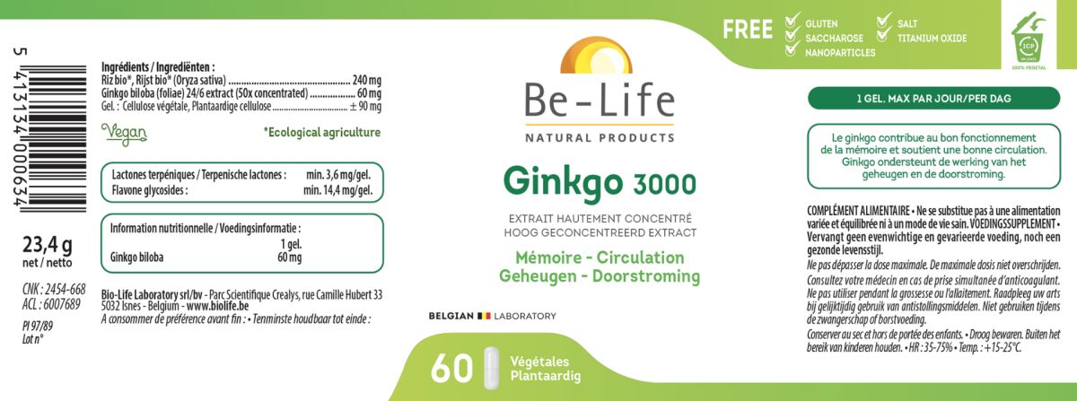 Gink-go 3000 Capsules afbeelding van document #1, label