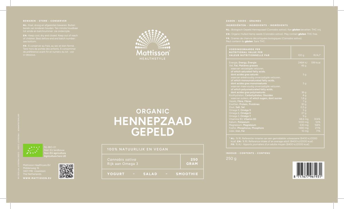 Biologische Hennepzaad Gepeld afbeelding van document #1, label