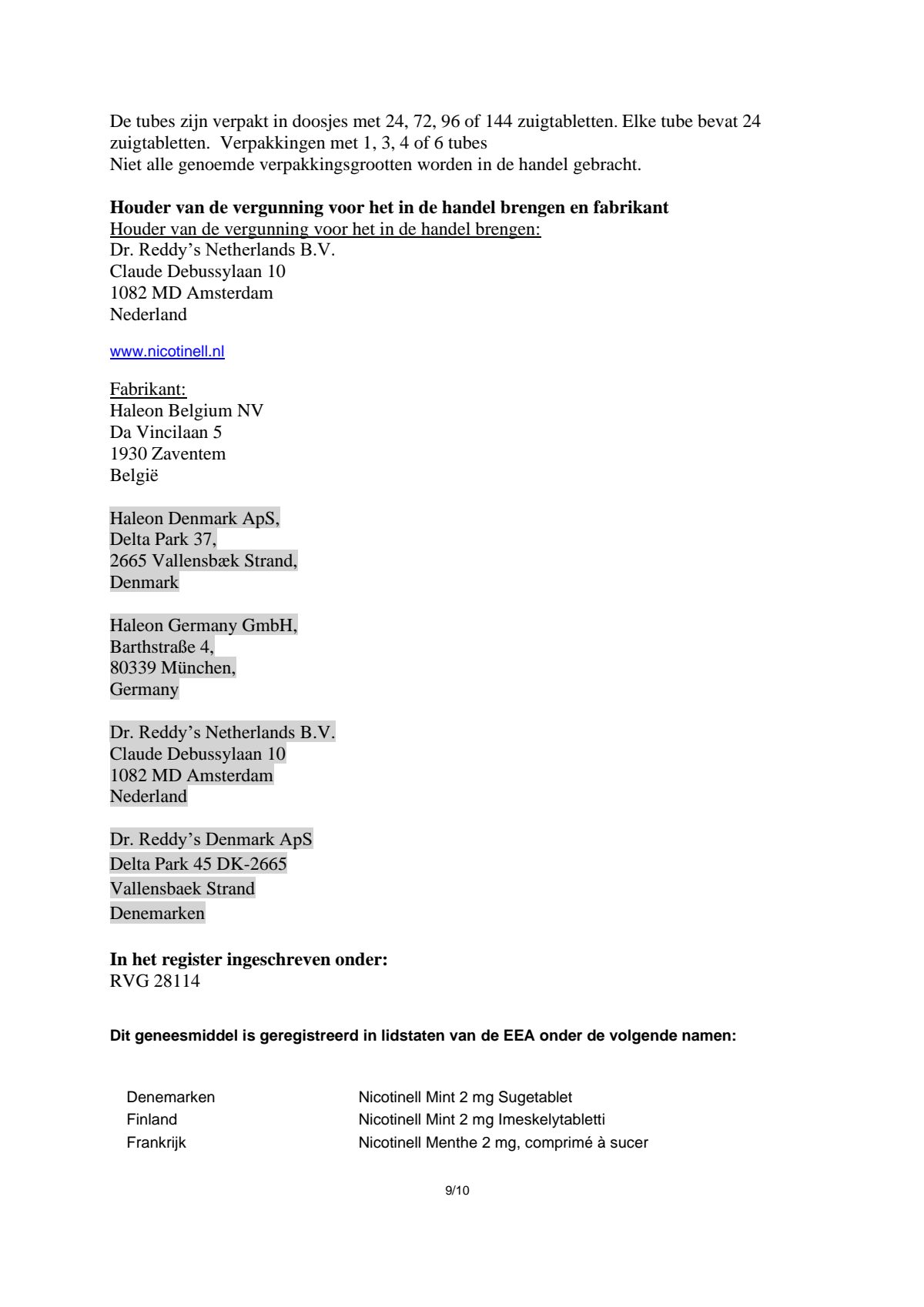 Zuigtablet Mint 2 mg - voor stoppen met roken afbeelding van document #9, leaflet