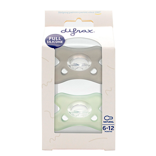 Difrax Fopspeen Natural Siliconen 6-12 Maanden Stone/Sage 2ST