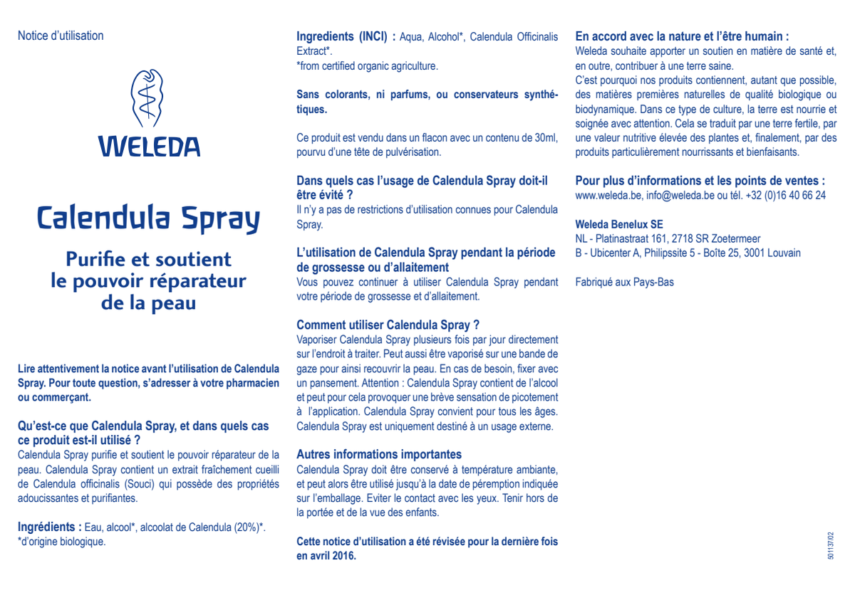 Calendula Spray afbeelding van document #2, instructions