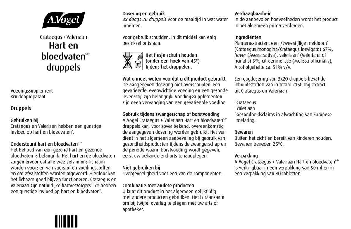Crataegus + Valeriaan Hart en Bloedvaten Druppels afbeelding van document #1, leaflet
