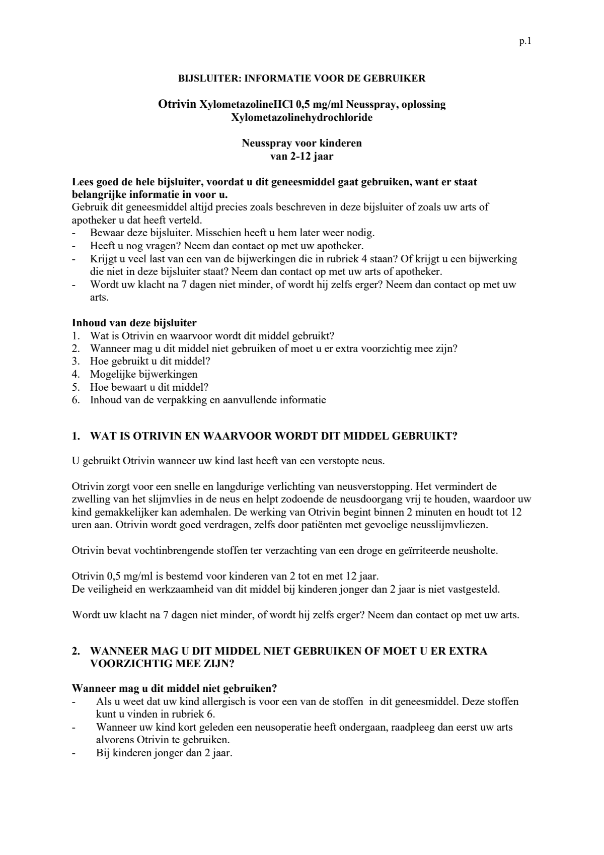 Xylometazoline HCI 0,5 mg/ml Kinder Neusspray bij een verstopte neus afbeelding van document #1, leaflet