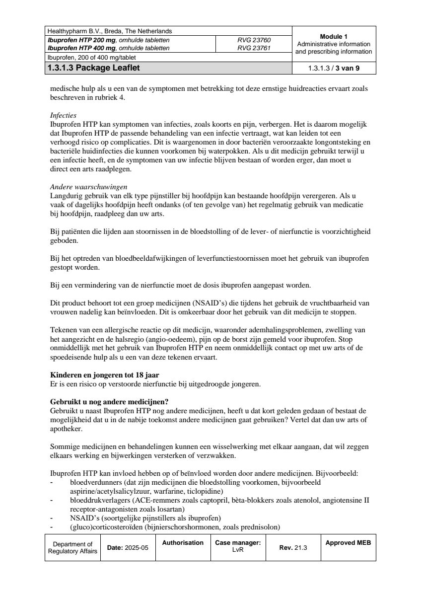Ibuprofen HTP 400mg Tabletten afbeelding van document #3, leaflet