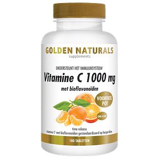 Golden Naturals Vitamine C 1000mg met bioflavonoïden Tabletten 180VTB Golden Naturals Vitamine C 1000mg met bioflavonoïden Tabletten 180VTB