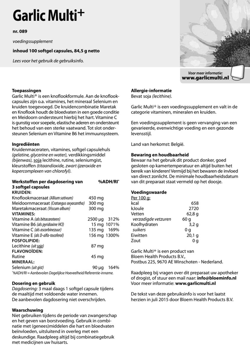 Garlic Multi+ Capsules afbeelding van document #1, instructions