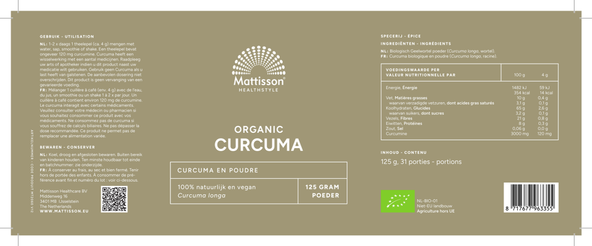Biologisch Curcuma Poeder afbeelding van document #1, label