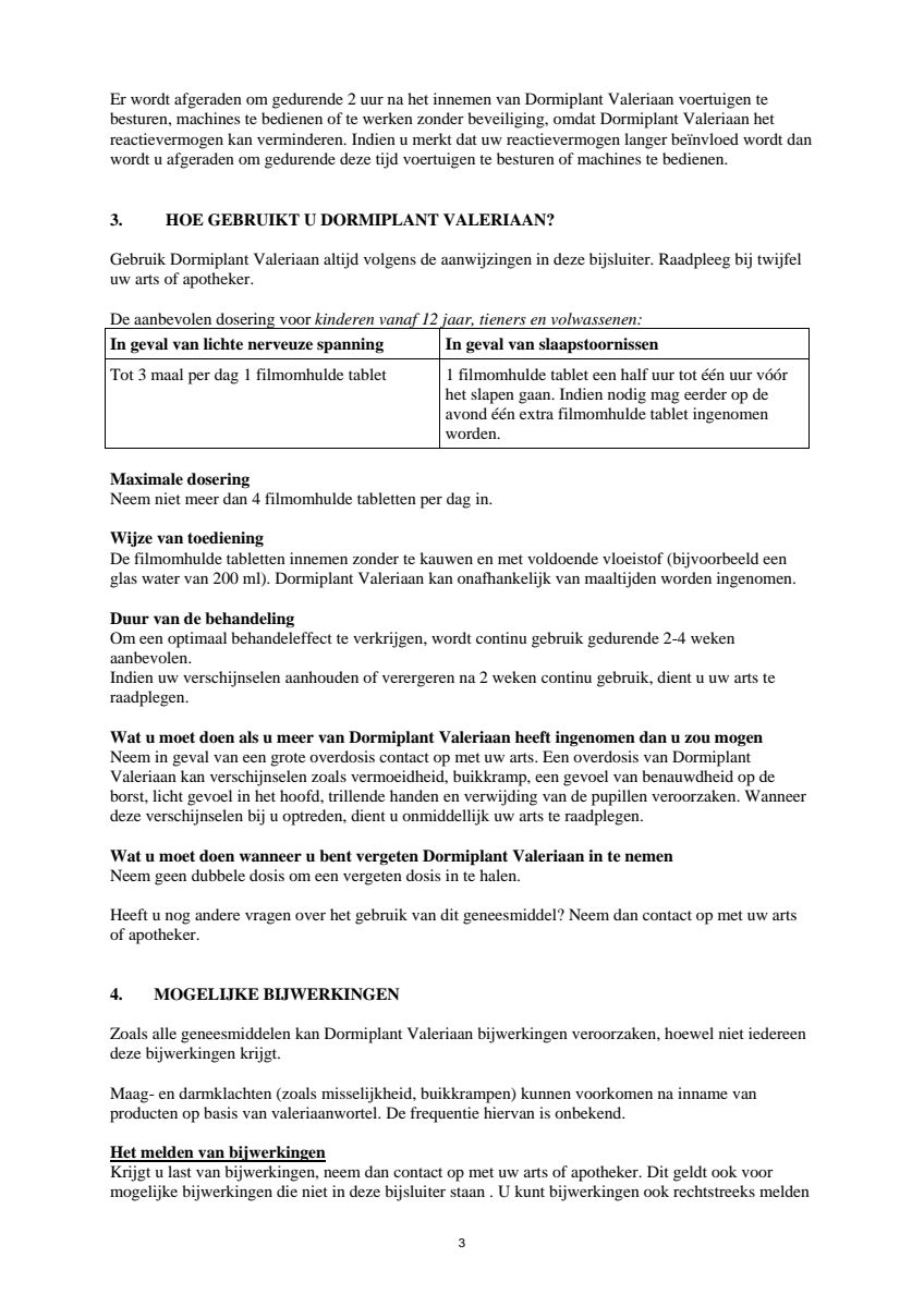 Dormiplant Valeriaan Tabletten afbeelding van document #3, leaflet
