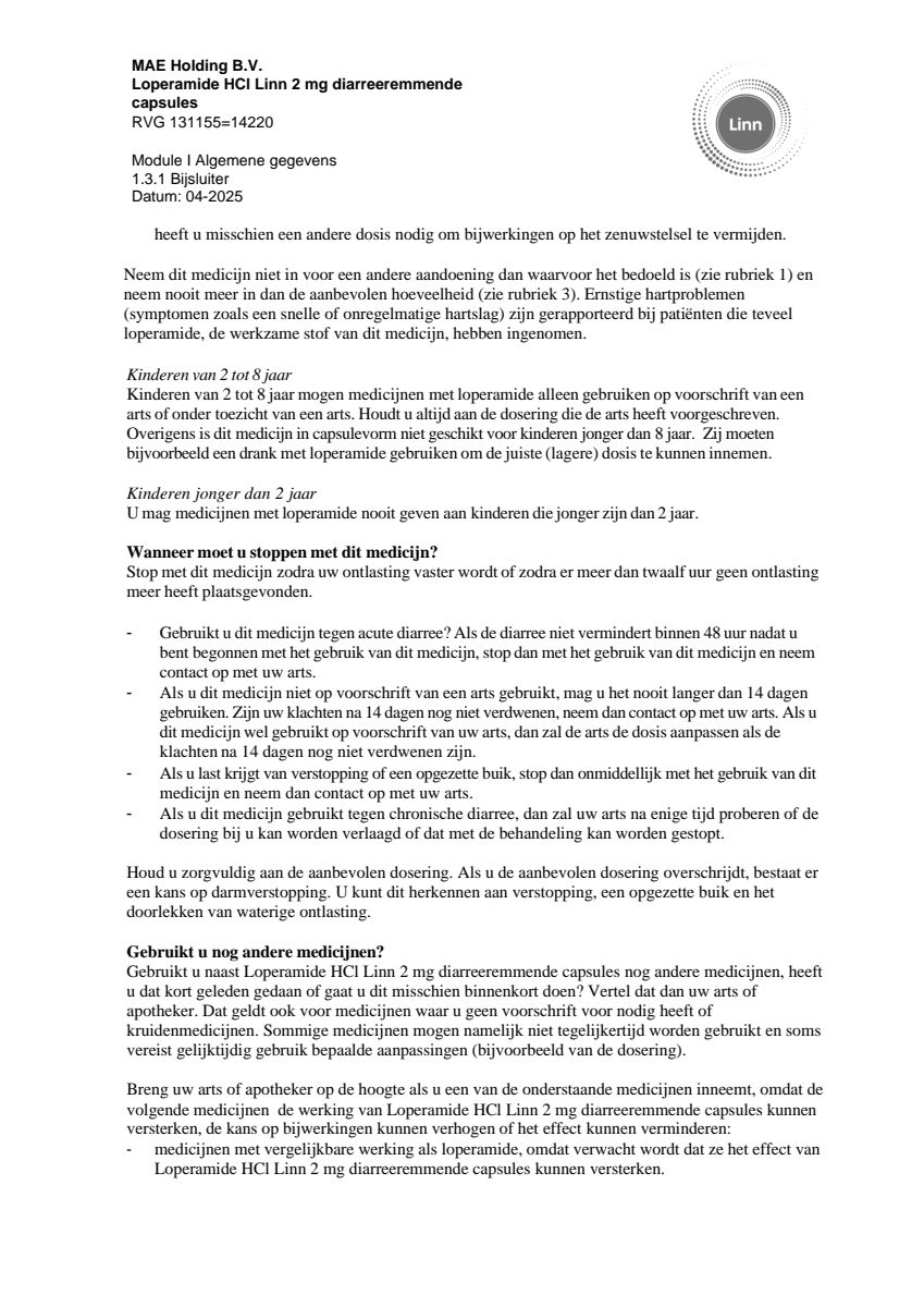 Loperamide Diarreeremmende Capsules afbeelding van document #3, leaflet