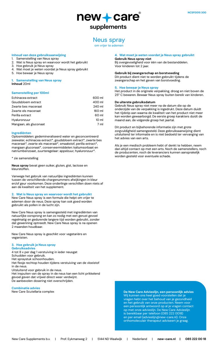 Neus Spray afbeelding van document #1, instructions