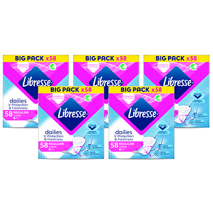 Libresse Dailies V-Protection Regular Inlegkruisjes Multiverpakking 5x58ST