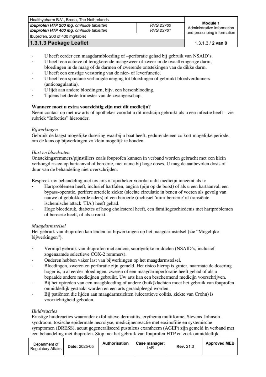 Ibuprofen HTP 400mg Tabletten afbeelding van document #2, leaflet