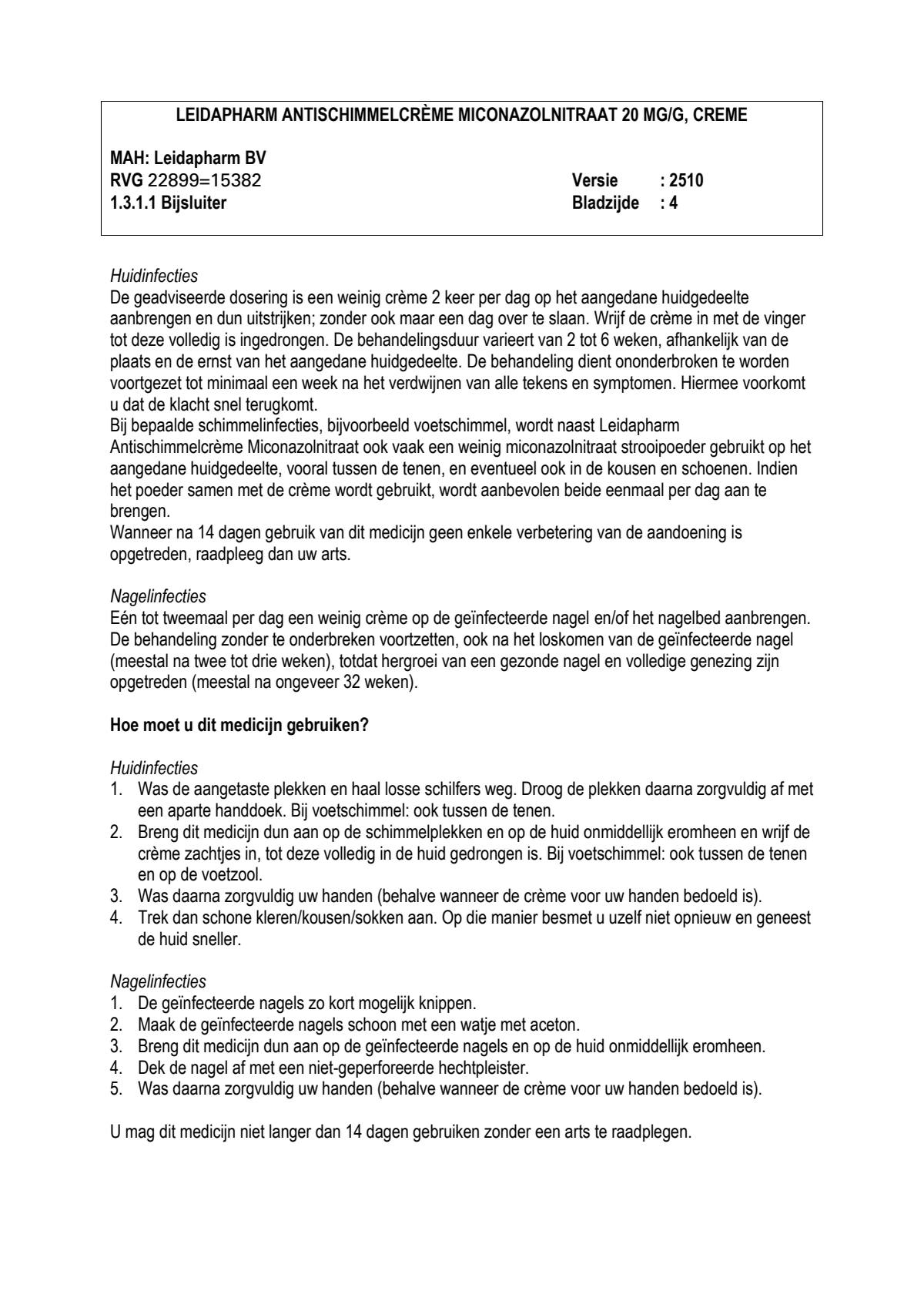 Miconazolnitraatcreme afbeelding van document #4, leaflet