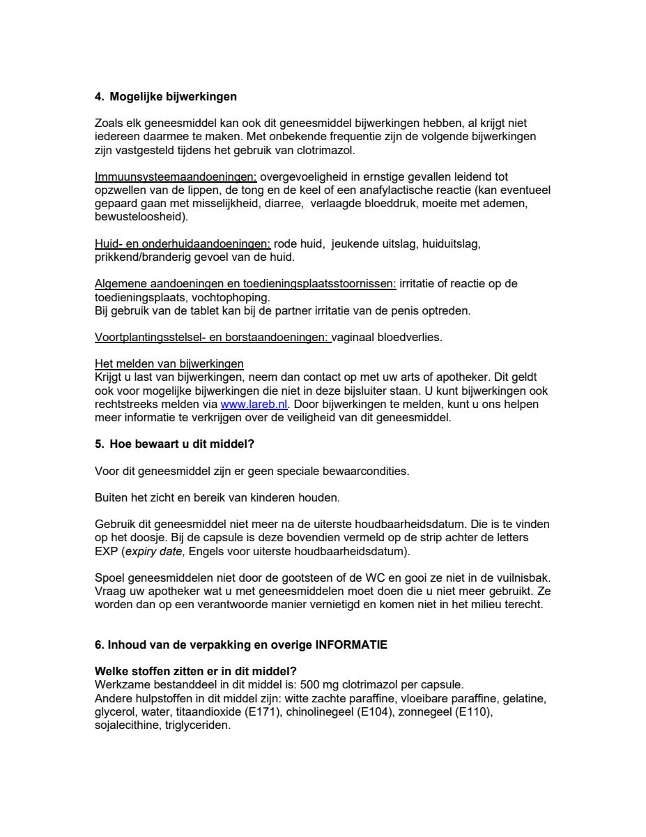Canesten Gyno 1 Zachte Capsule - 1 daagse behandeling afbeelding van document #5, leaflet