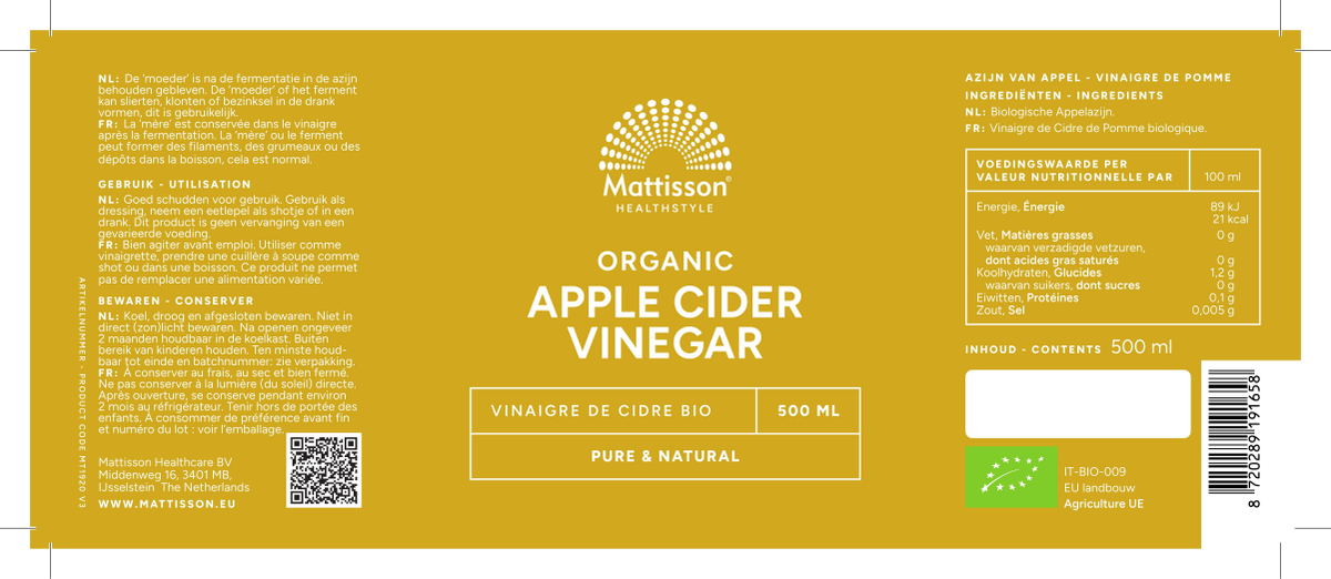 Biologische Appel Cider Vinegar Pure afbeelding van document #1, label