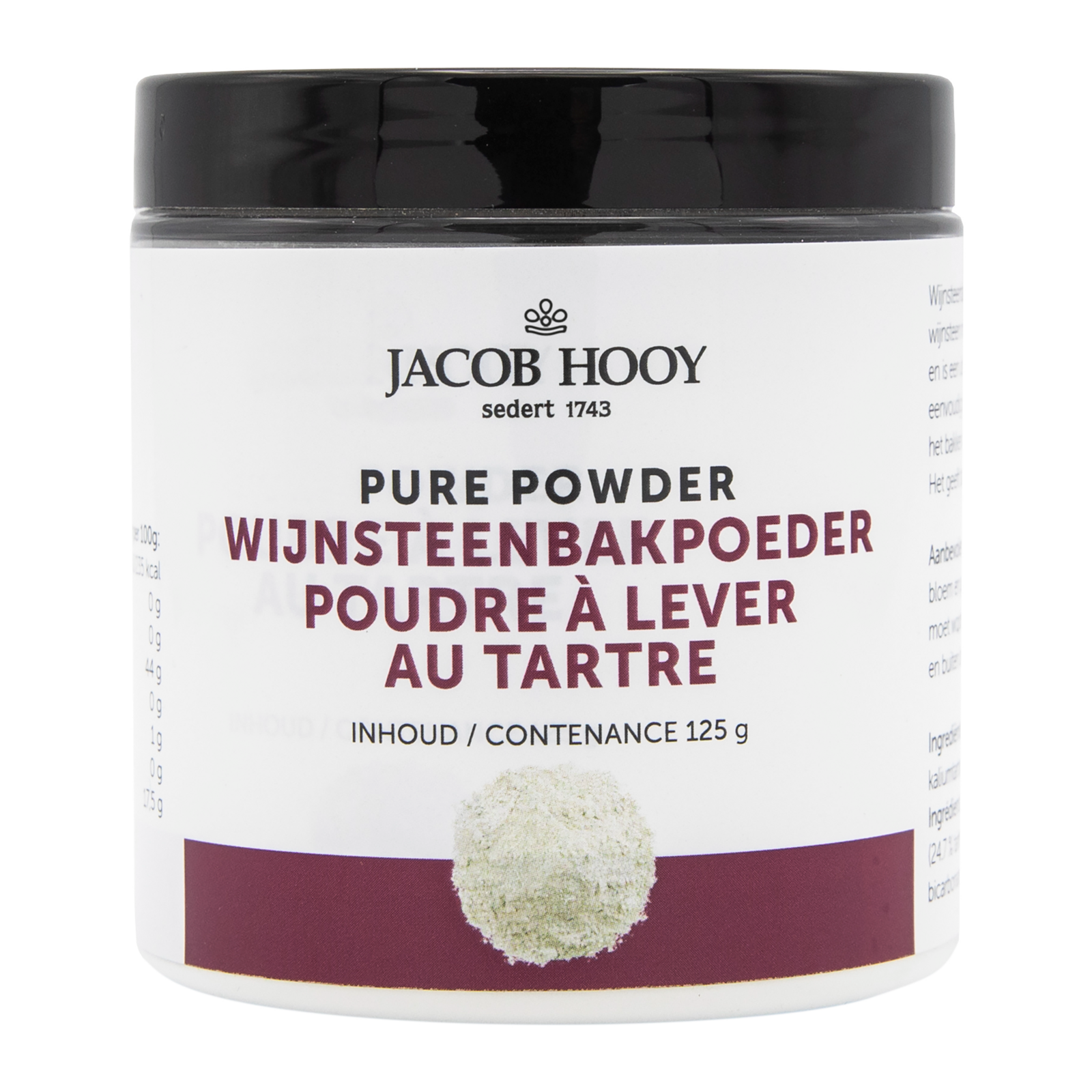 Jacob Hooy Pure Powder Wijnsteenbakpoeder afbeelding 1