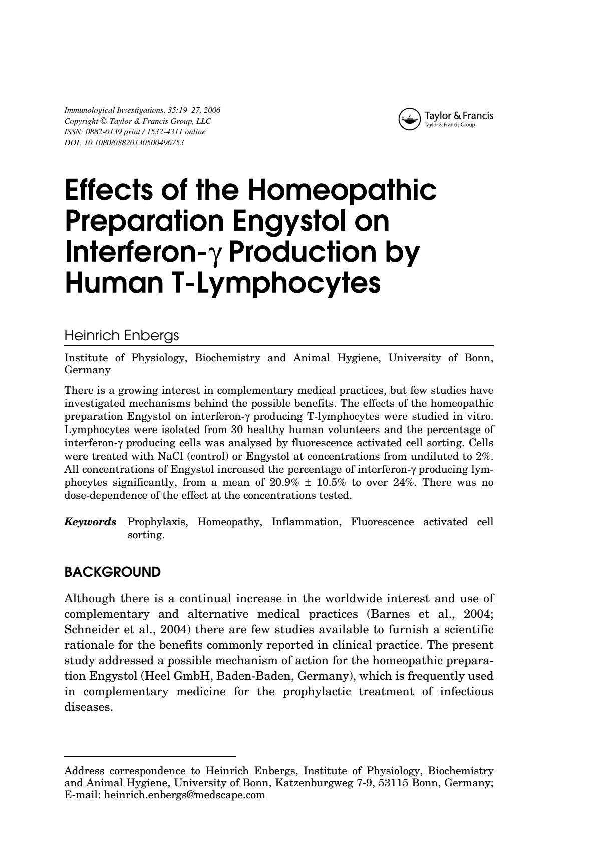 Engystol Tabletten afbeelding van document #1, research