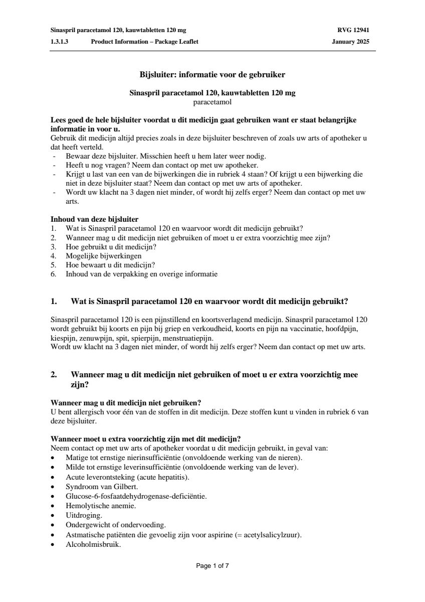 Paracetamol Tabletten 120mg afbeelding van document #1, leaflet