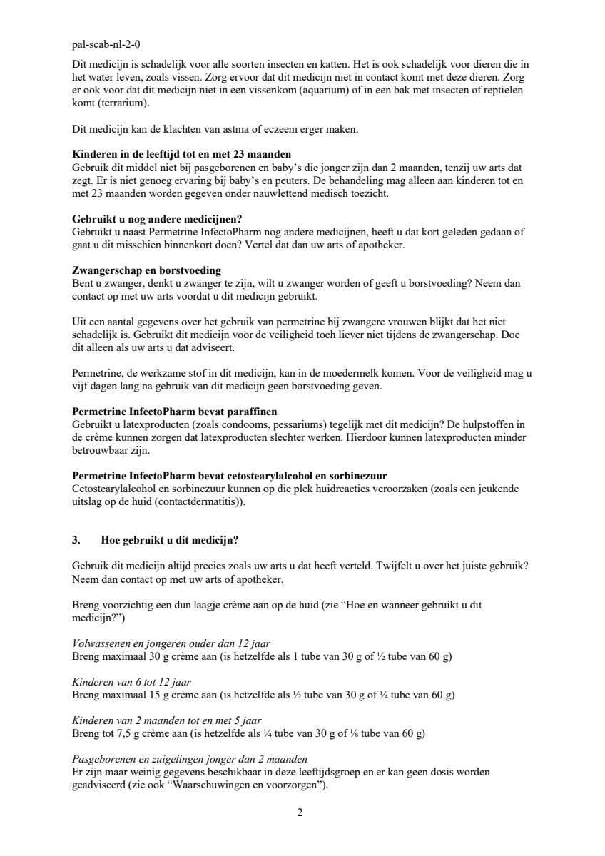 Permetrine 50mg/g Crème afbeelding van document #2, leaflet