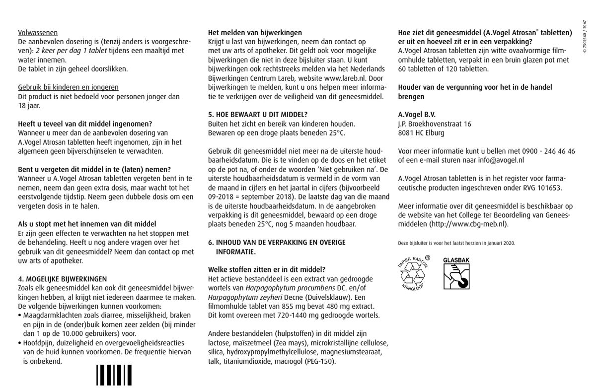 Atrosan Tabletten afbeelding van document #2, leaflet