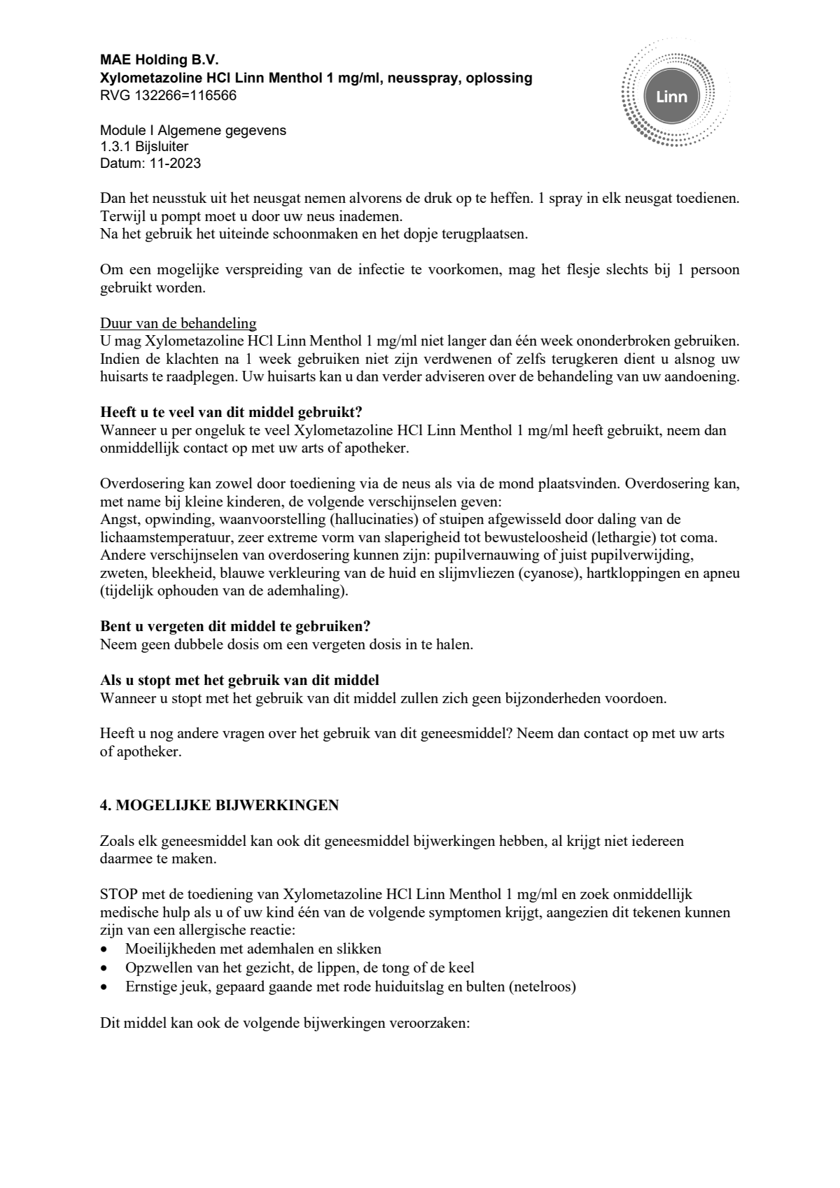 Xylometazoline 1mg/ml Menthol Neusspray afbeelding van document #4, leaflet