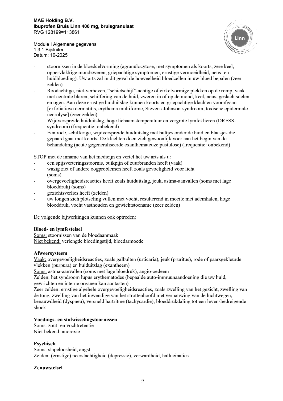 Ibuprofen Bruis Sachets 400mg afbeelding van document #9, leaflet