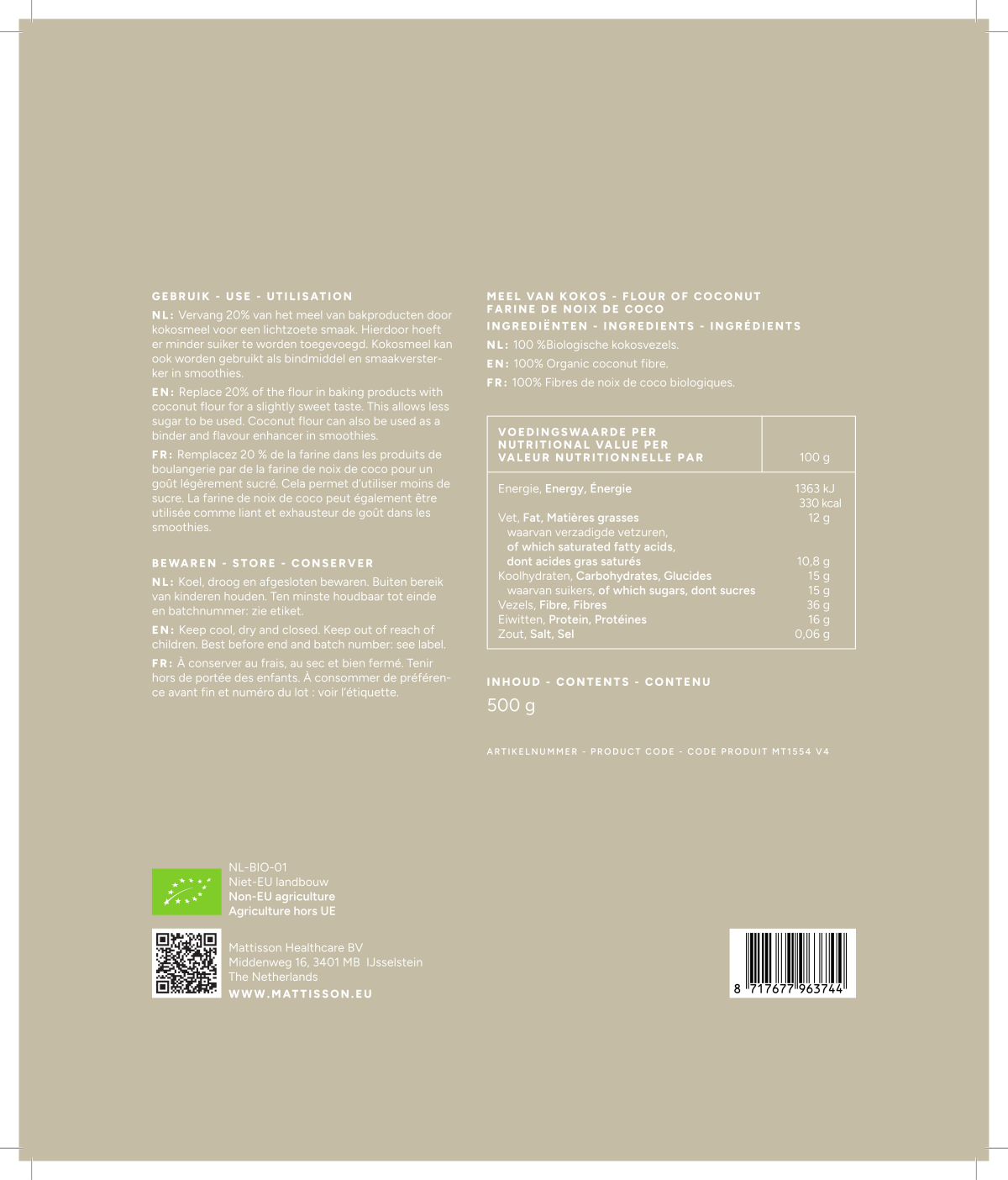 Biologische Kokosmeel afbeelding van document #1, label