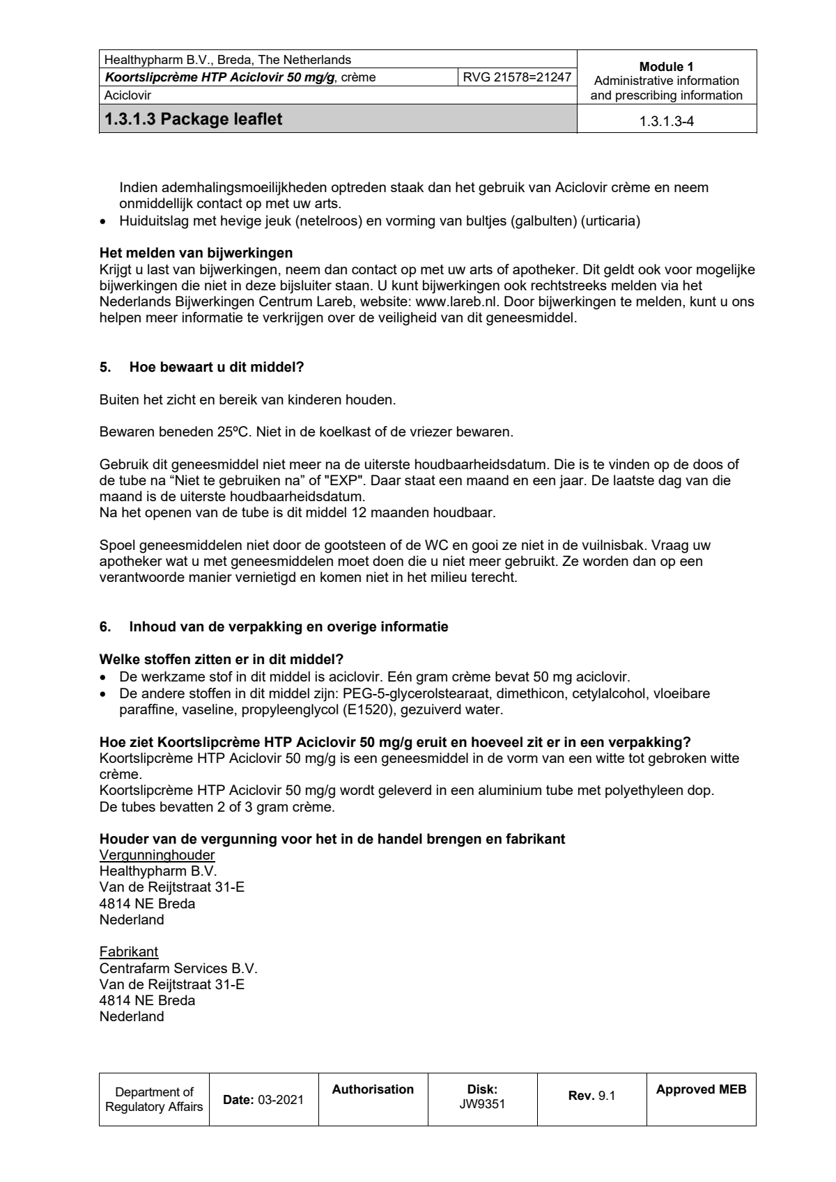 Koortslipcrème Aciclovir afbeelding van document #4, leaflet