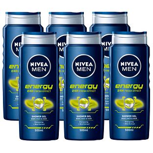 Nivea Men Energy Shower Gel Voordeelverpakking 6x500ML Nivea Men Energy Shower Gel Voordeelverpakking 6x500ML