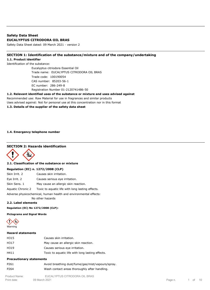 Essentiële Olie Citroen Eucalyptus afbeelding van document #1, label