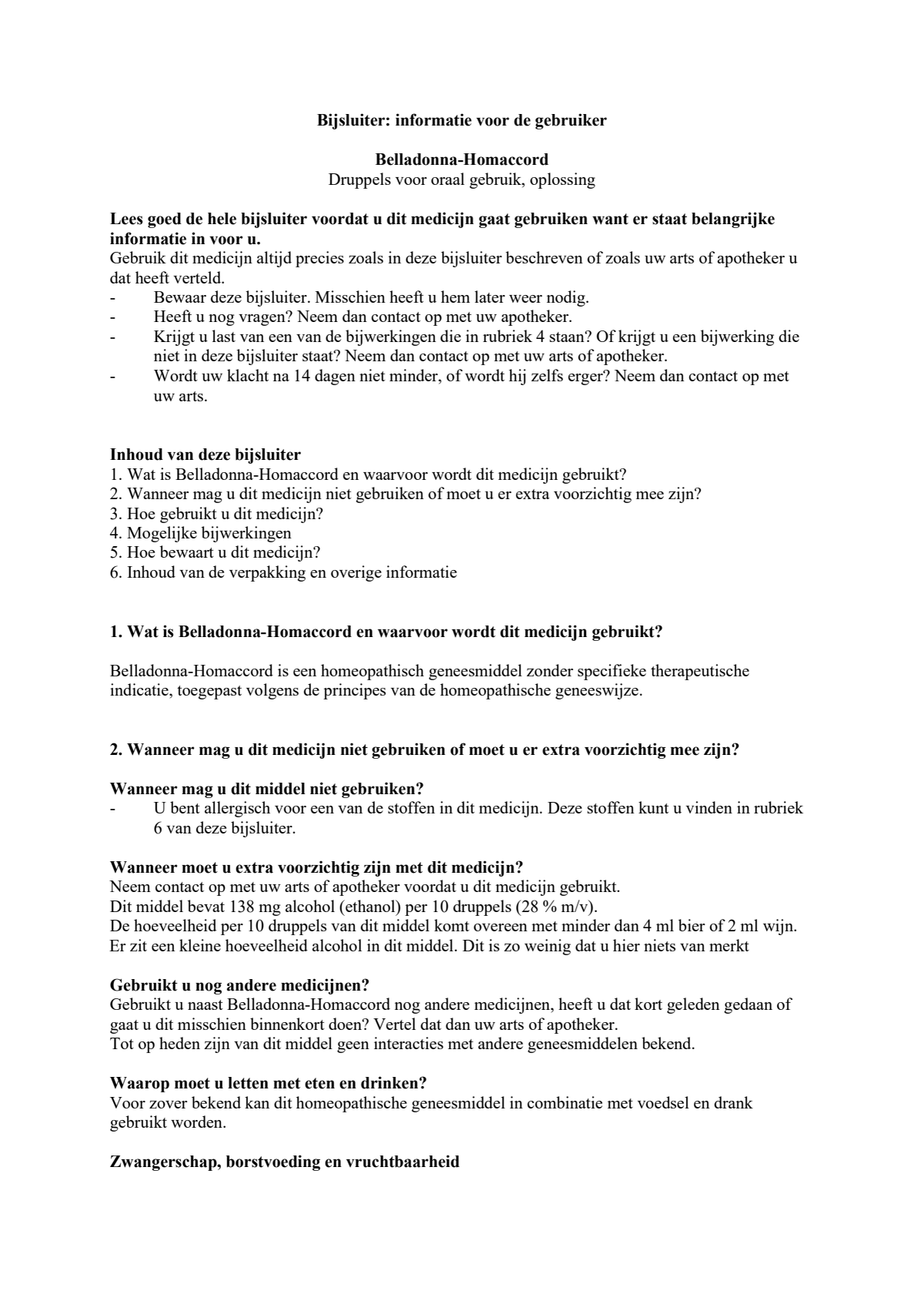 Belladonna-Homaccord afbeelding van document #1, leaflet