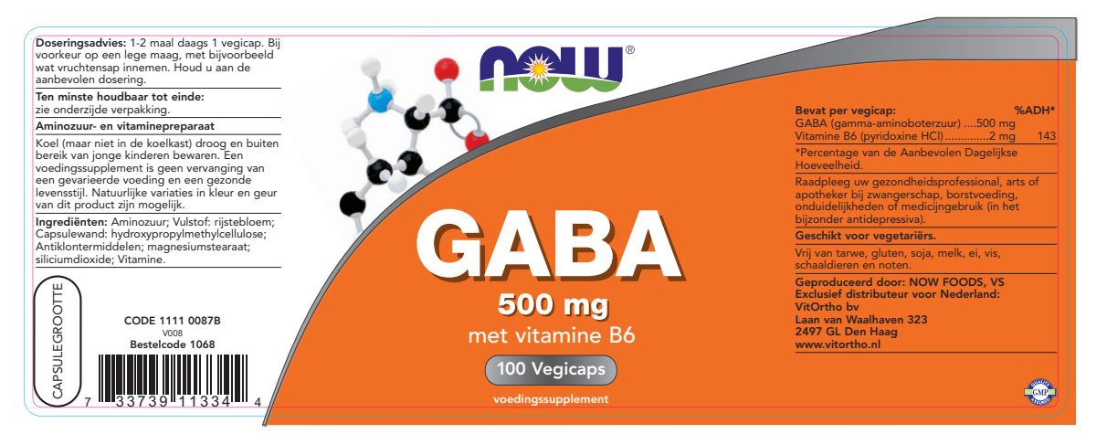 GABA 500mg Capsules afbeelding van document #1, label