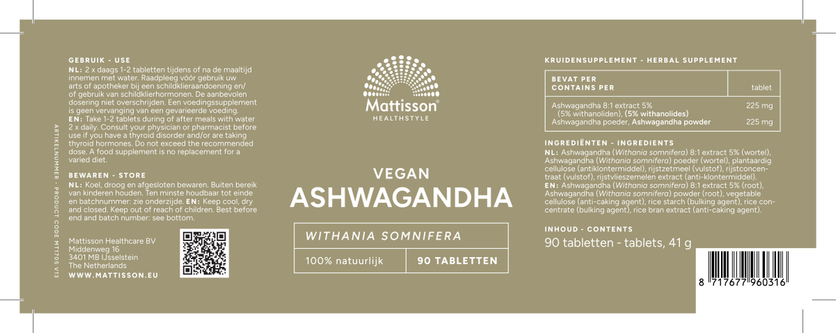 Ashwagandha Tabletten afbeelding van document #1, label