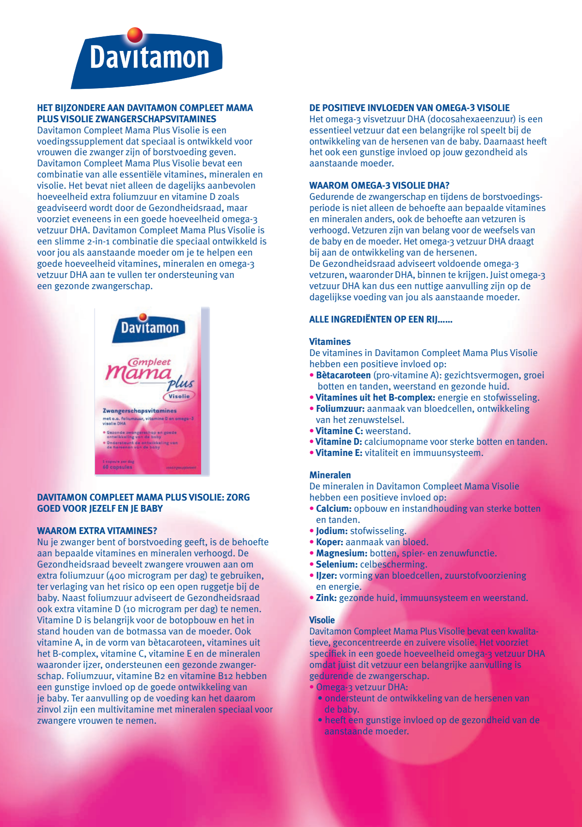 Compleet Zwanger + Omega-3 Visolie Capsules afbeelding van document #1, instructions