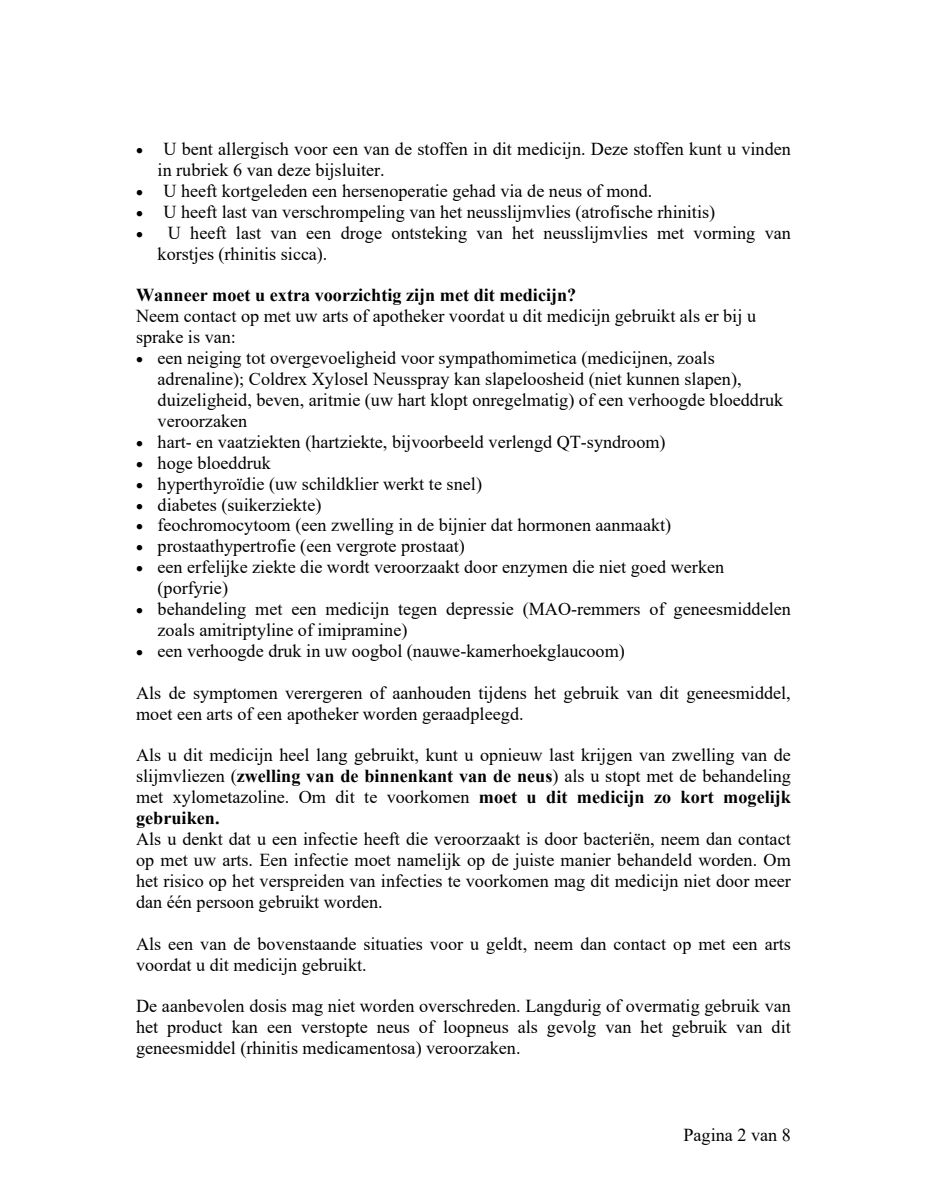 Neusspray Xylosel 1mg/ml - xylometazoline neusspray bij neusverkoudheid afbeelding van document #2, leaflet