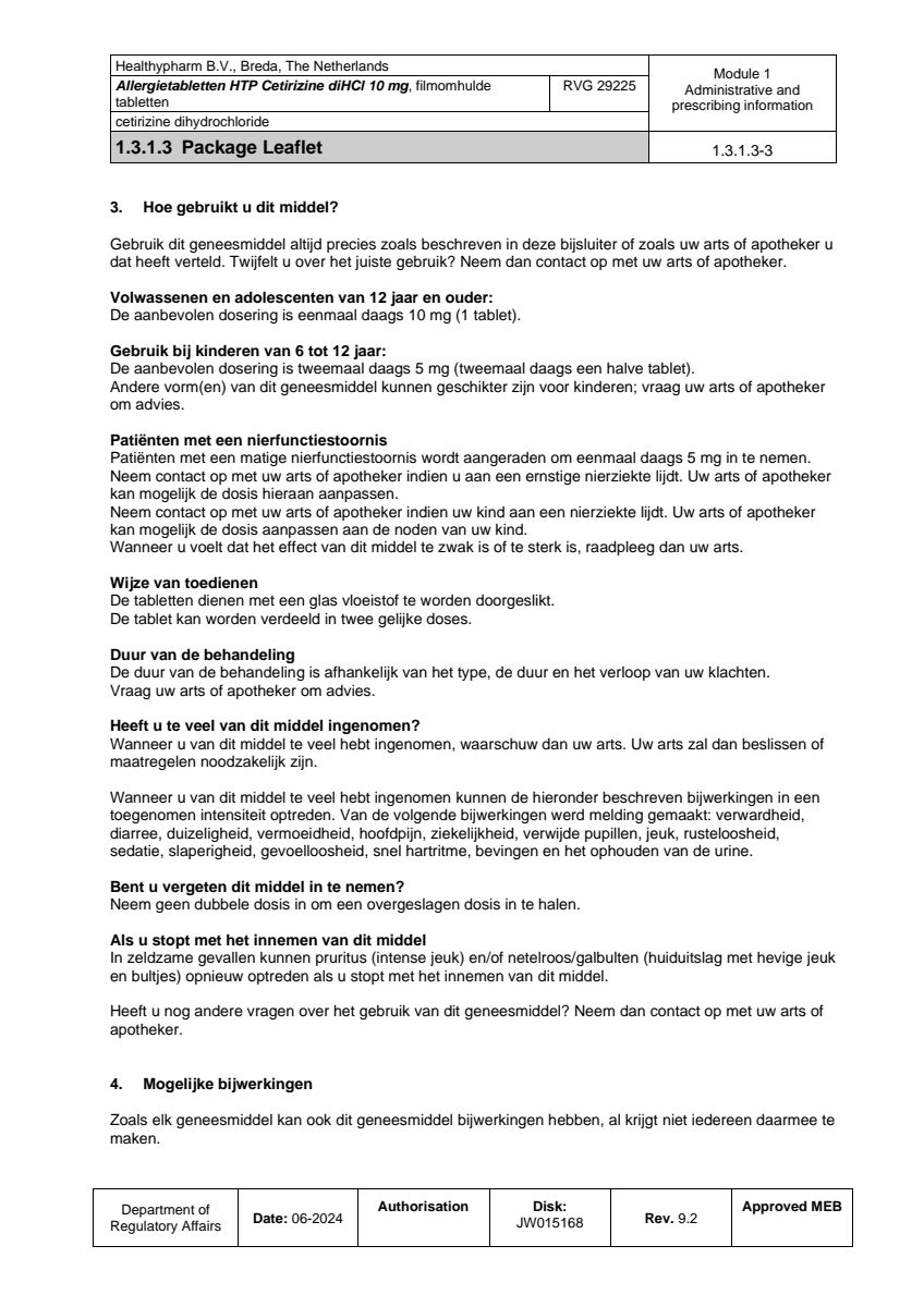 Cetirizine Tabletten afbeelding van document #3, leaflet