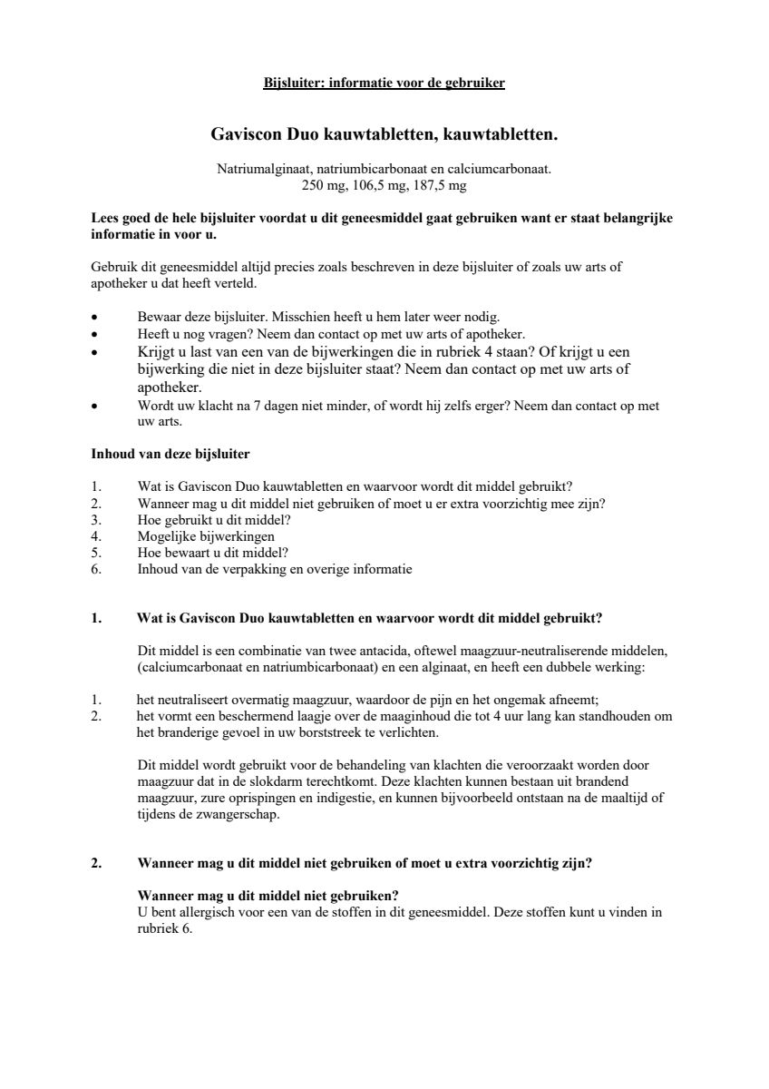 Duo Kauwtabletten afbeelding van document #1, leaflet