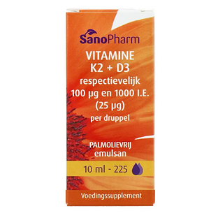 Sanopharm Vitamine K2 + D3 Druppels 225ML Sanopharm Vitamine K2 + D3 Druppels 225ML